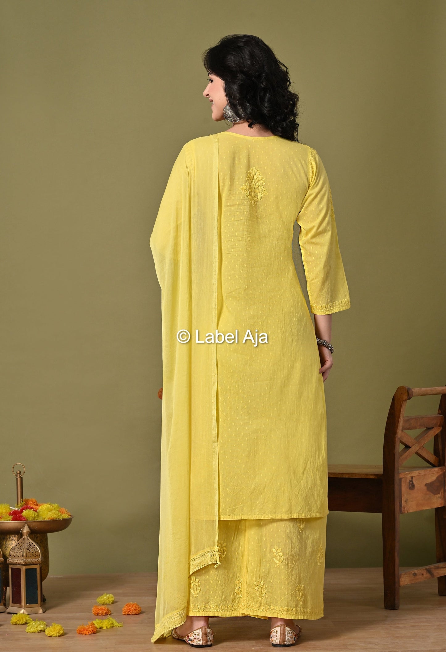 Maya Dobby cotton Kurti, Palazzo and dupatta set