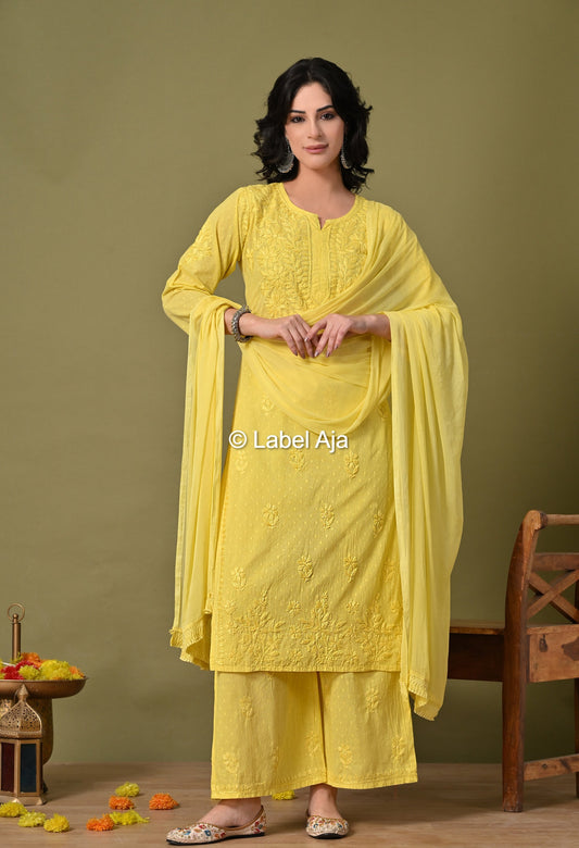 Maya Dobby cotton Kurti, Palazzo and dupatta set