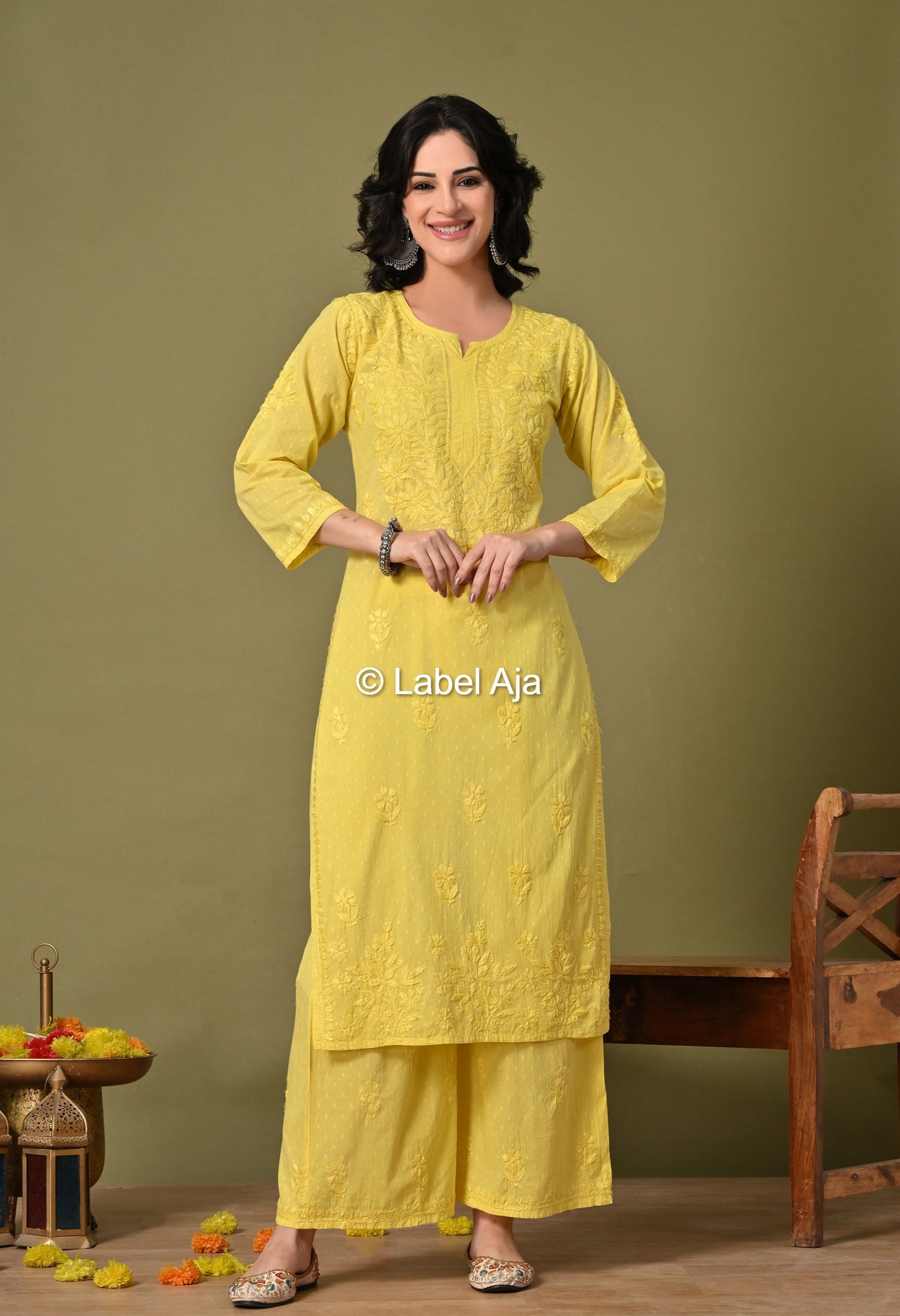 Maya Dobby cotton Kurti, Palazzo and dupatta set