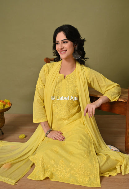 Maya Dobby cotton Kurti, Palazzo and dupatta set