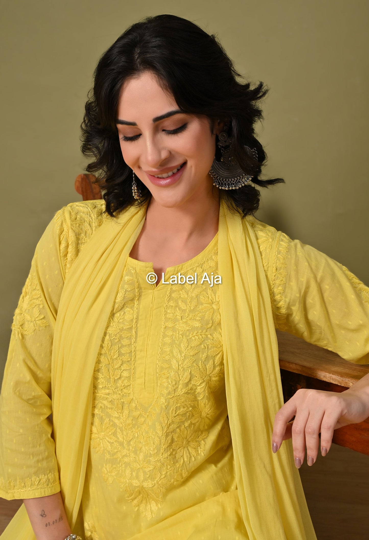 Maya Dobby cotton Kurti, Palazzo and dupatta set