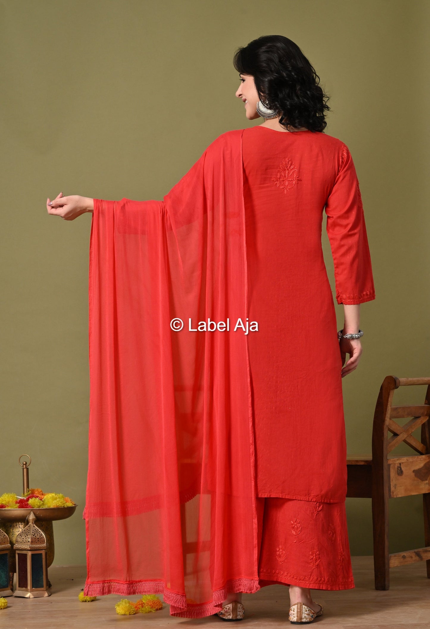 Maya Dobby cotton Kurti, Palazzo and dupatta set