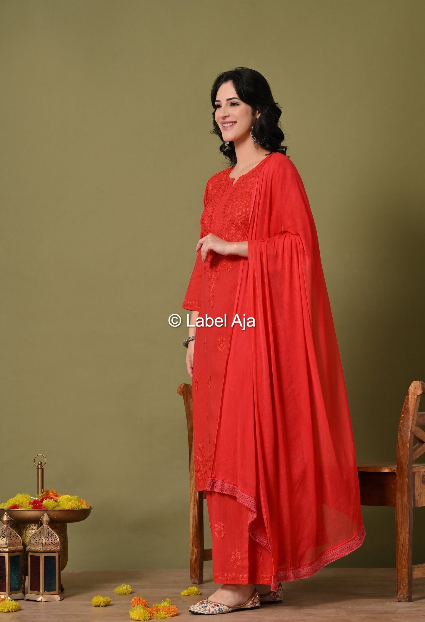 Maya Dobby cotton Kurti, Palazzo and dupatta set