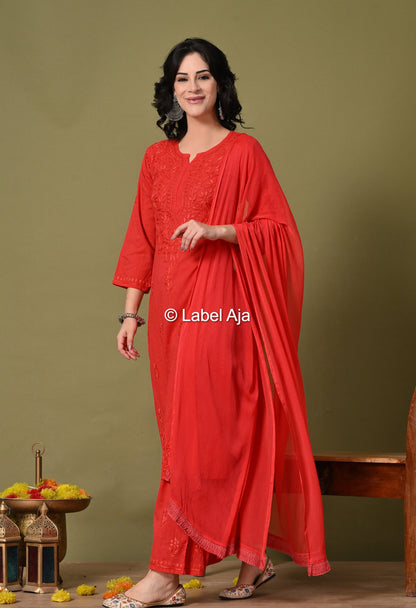 Maya Dobby cotton Kurti, Palazzo and dupatta set