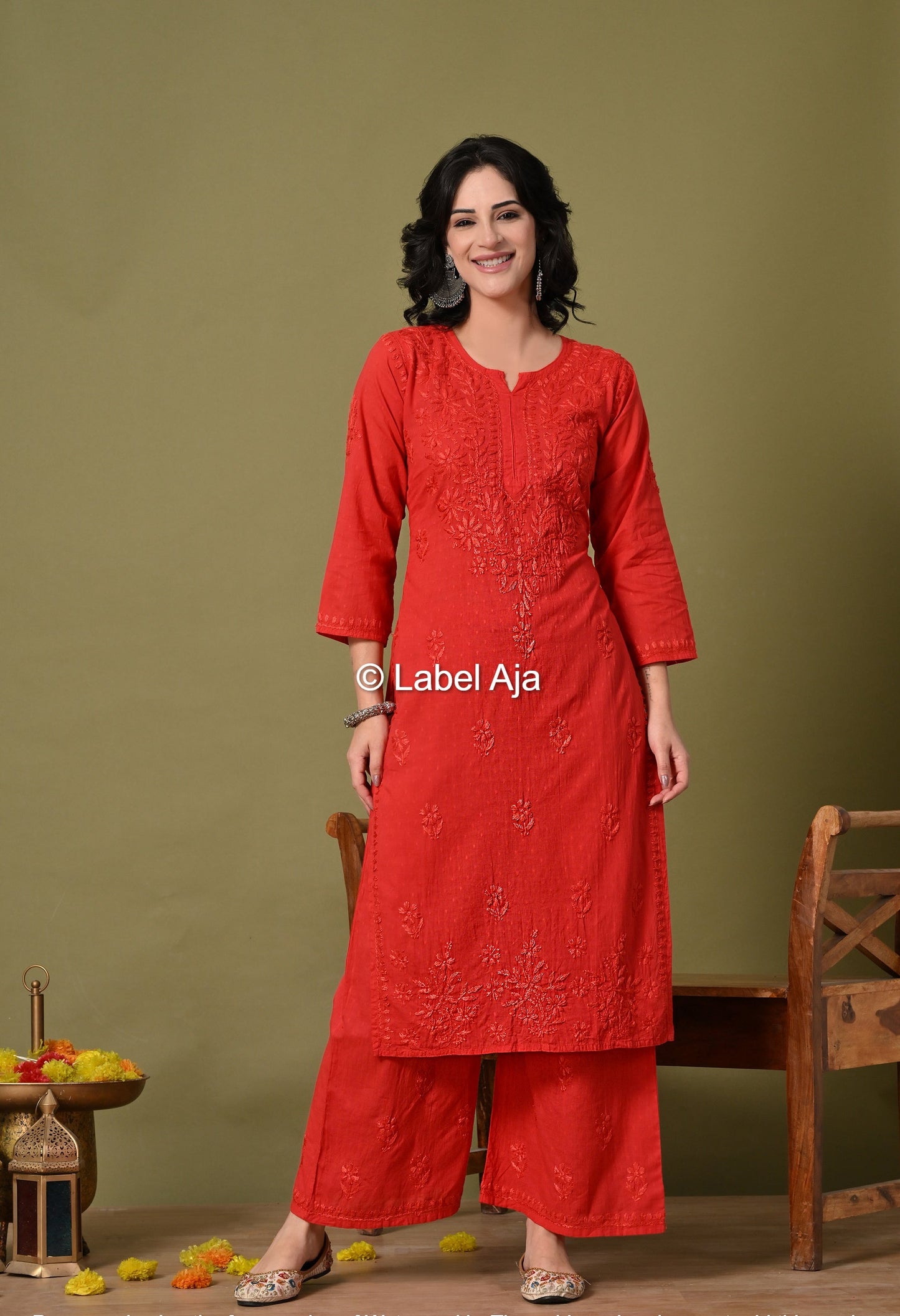 Maya Dobby cotton Kurti, Palazzo and dupatta set