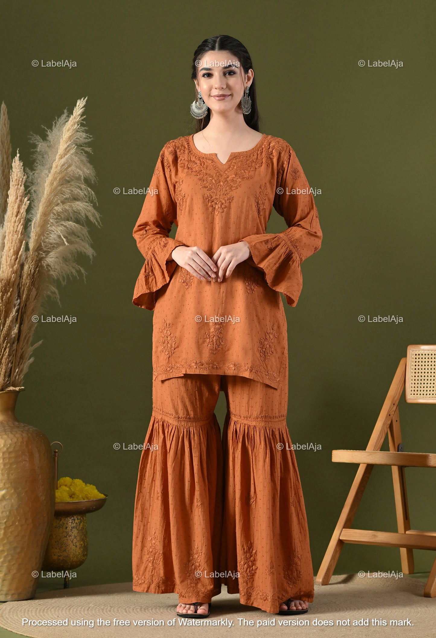 Dia cotton Kurti, Garara and dupatta set