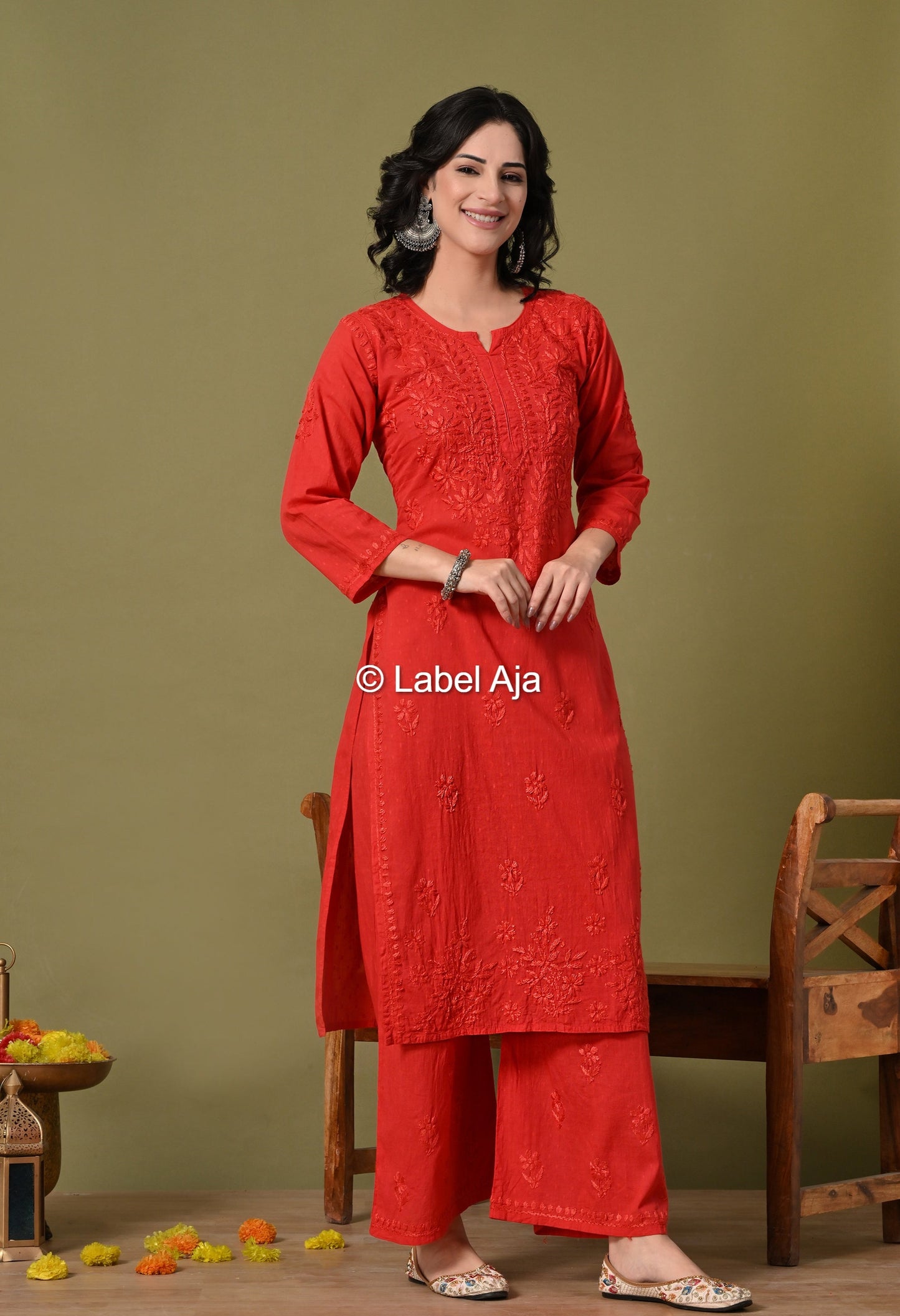 Maya Dobby cotton Kurti, Palazzo and dupatta set