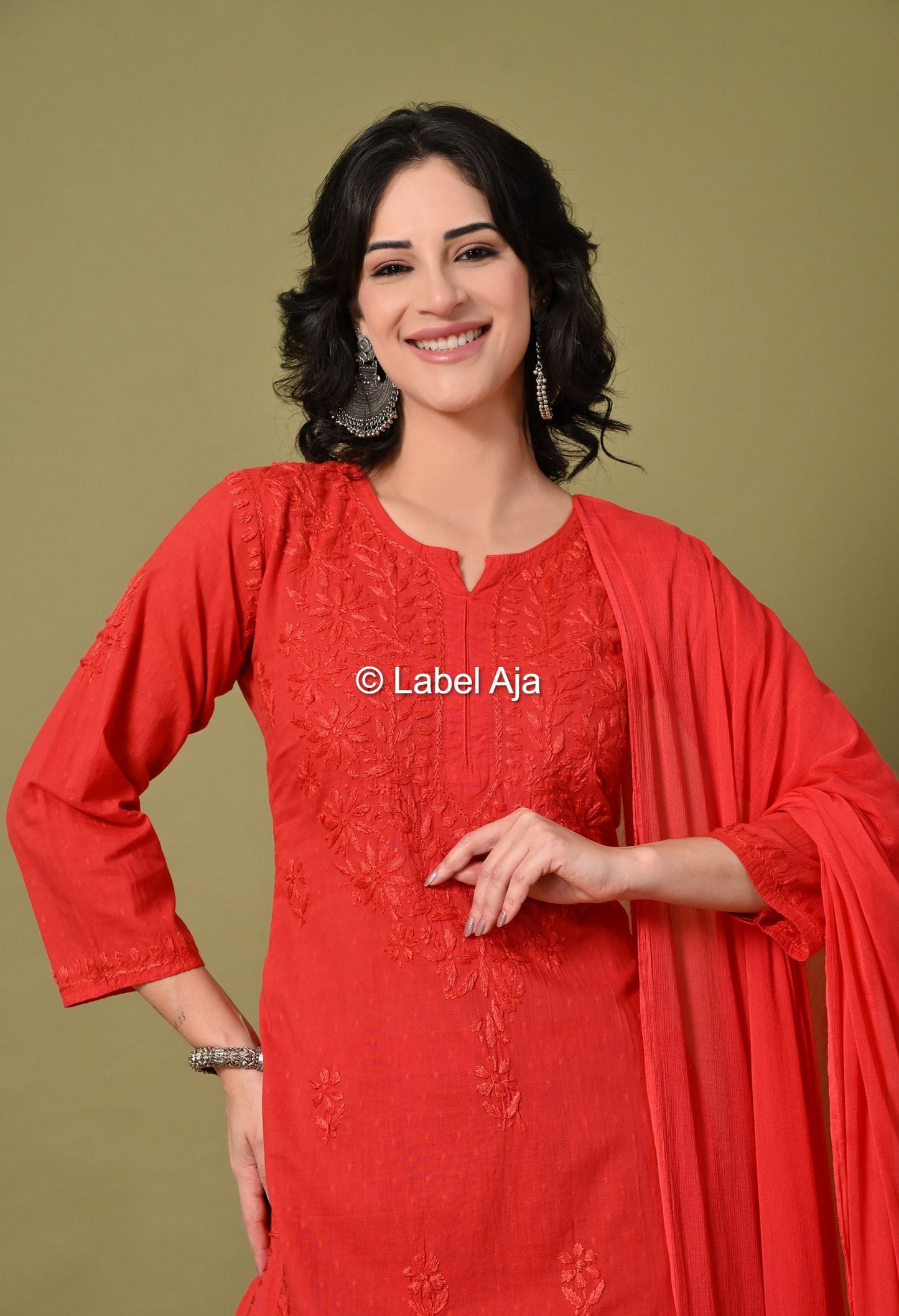 Maya Dobby cotton Kurti, Palazzo and dupatta set