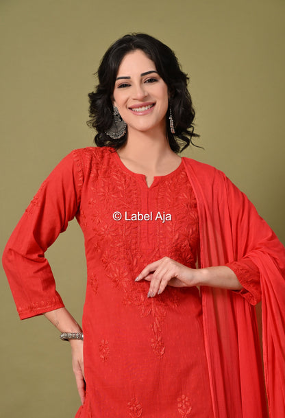 Maya Dobby cotton Kurti, Palazzo and dupatta set