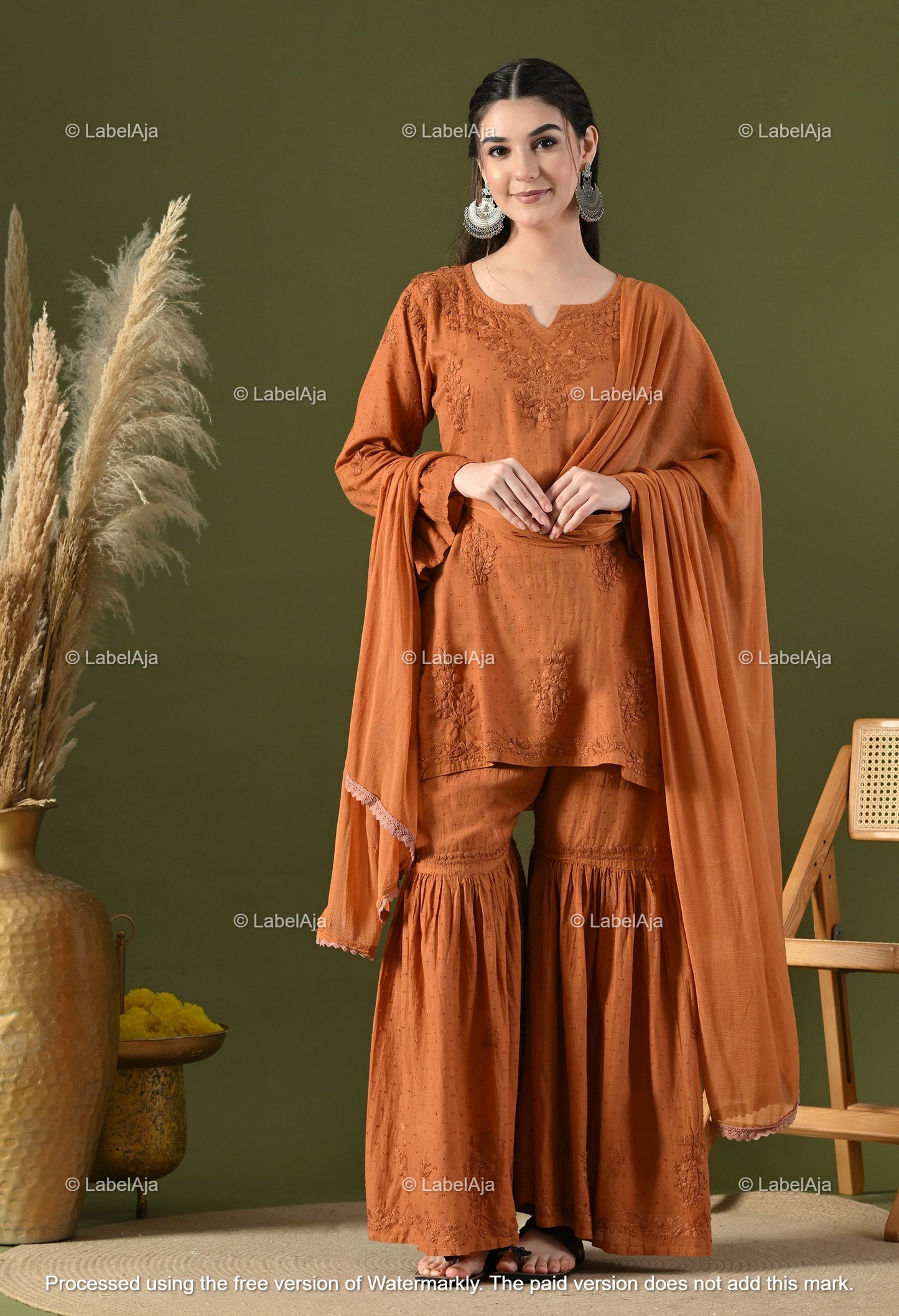 Dia cotton Kurti, Garara and dupatta set