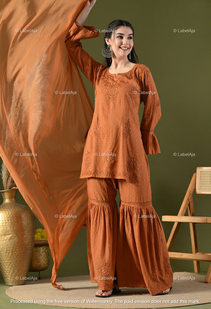 Dia cotton Kurti, Garara and dupatta set