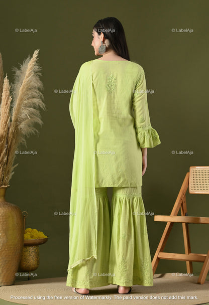 Dia cotton Kurti, Garara and dupatta set