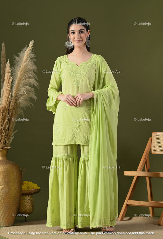Dia cotton Kurti, Garara and dupatta set