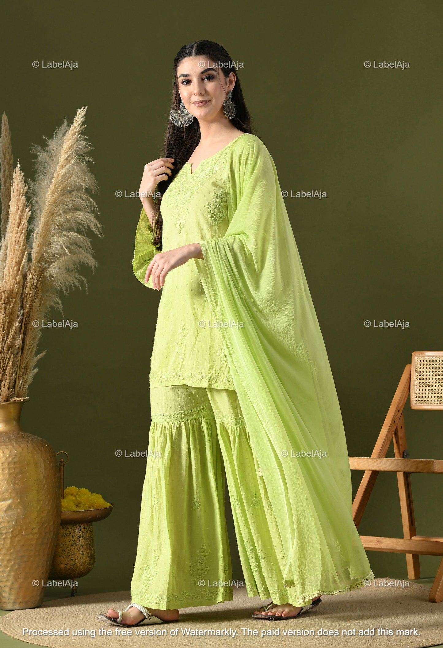 Dia cotton Kurti, Garara and dupatta set