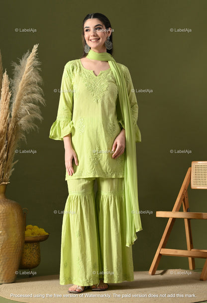 Dia cotton Kurti, Garara and dupatta set