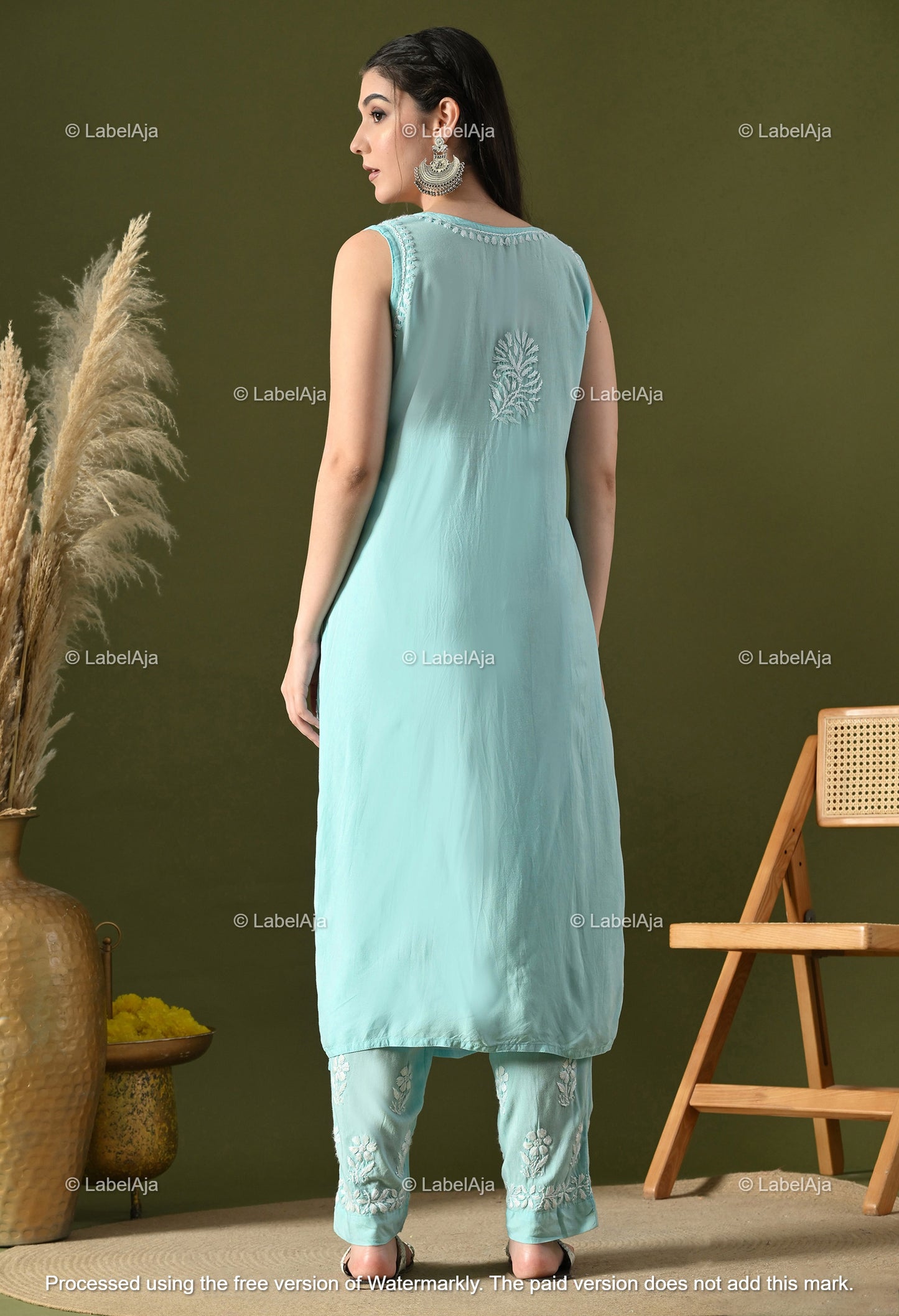 Aavya rayon cotton sleevless  Kurti and Palazzo set