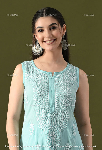 Aavya rayon cotton sleevless  Kurti and Palazzo set
