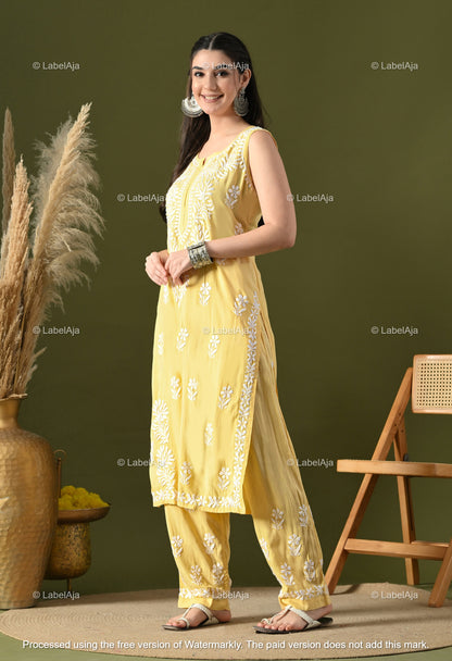 Aavya rayon cotton sleevless  Kurti and Palazzo set