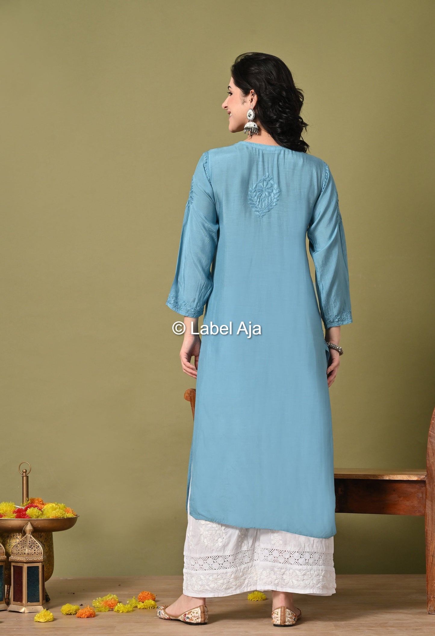 Premium Muslin long chikankari kurti