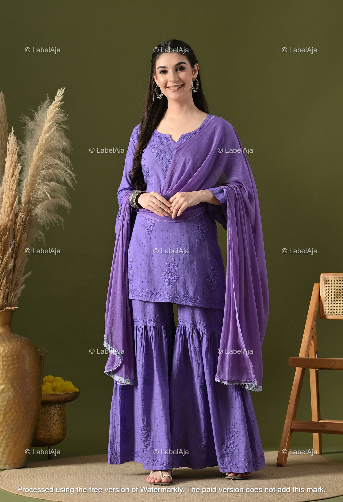 Dia cotton Kurti, Garara and dupatta set