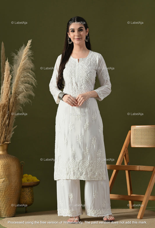 Anika Chanderi silk Chikankari kurti