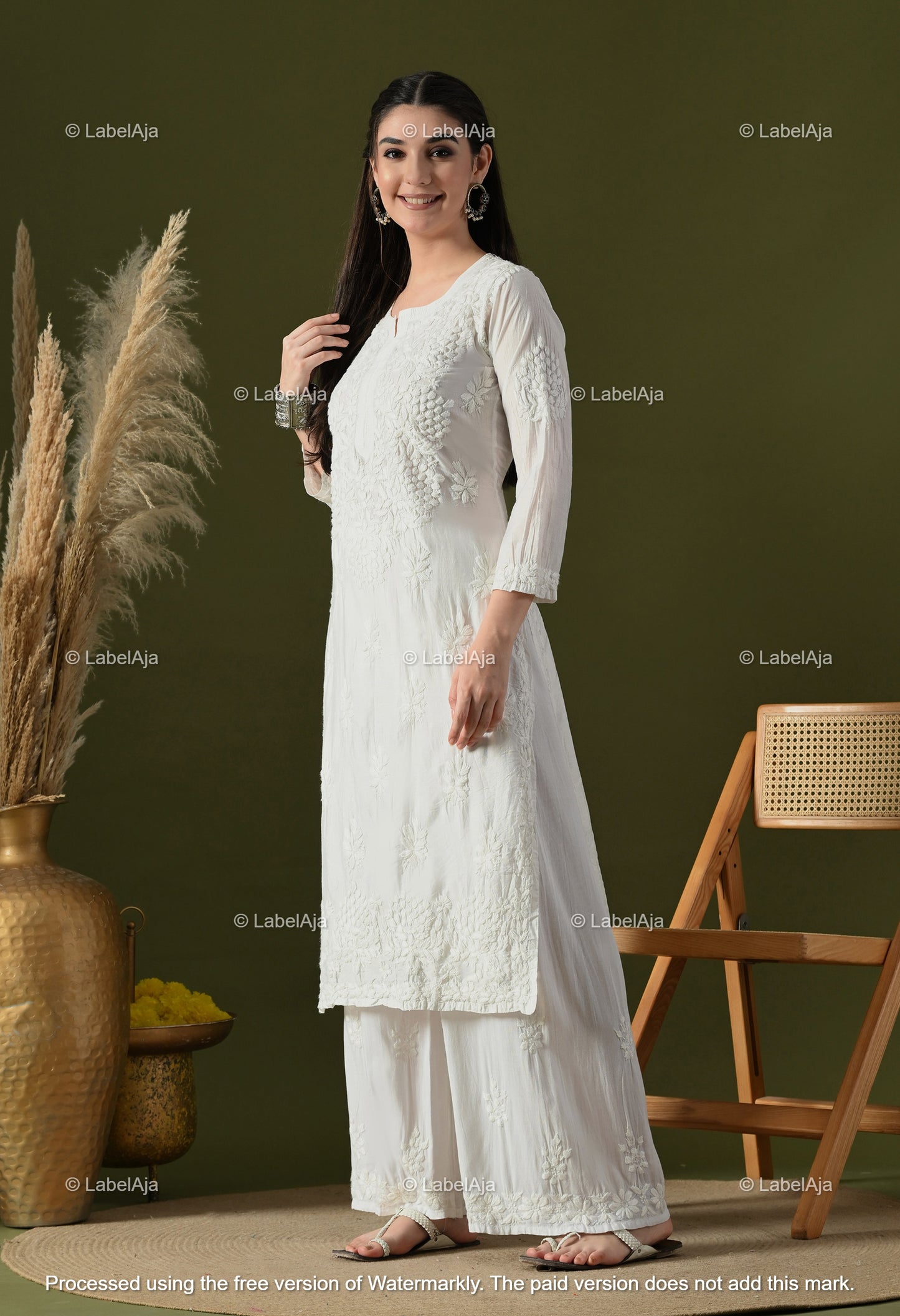 Anika Chanderi silk Chikankari kurti
