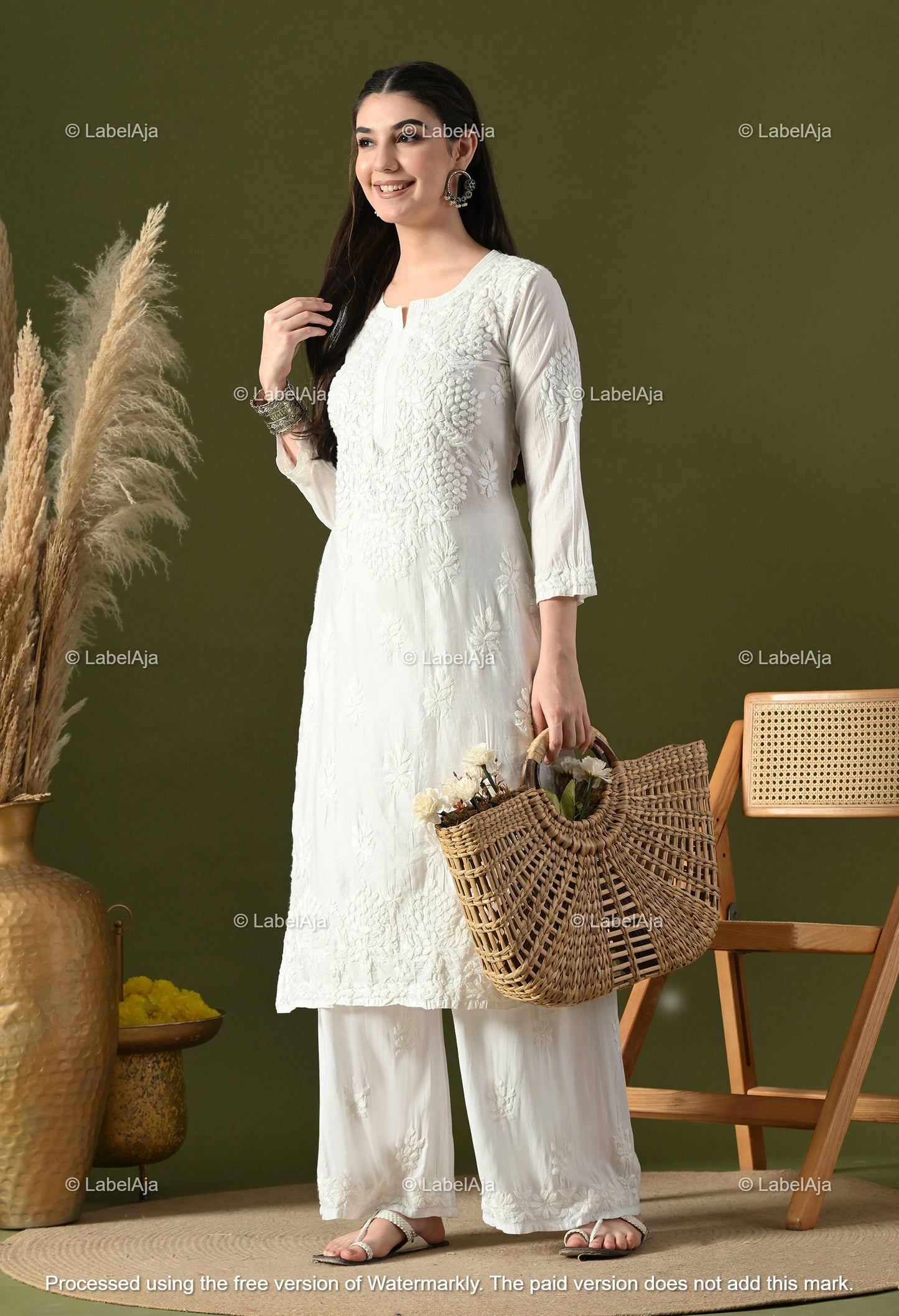 Anika Chanderi silk Chikankari kurti