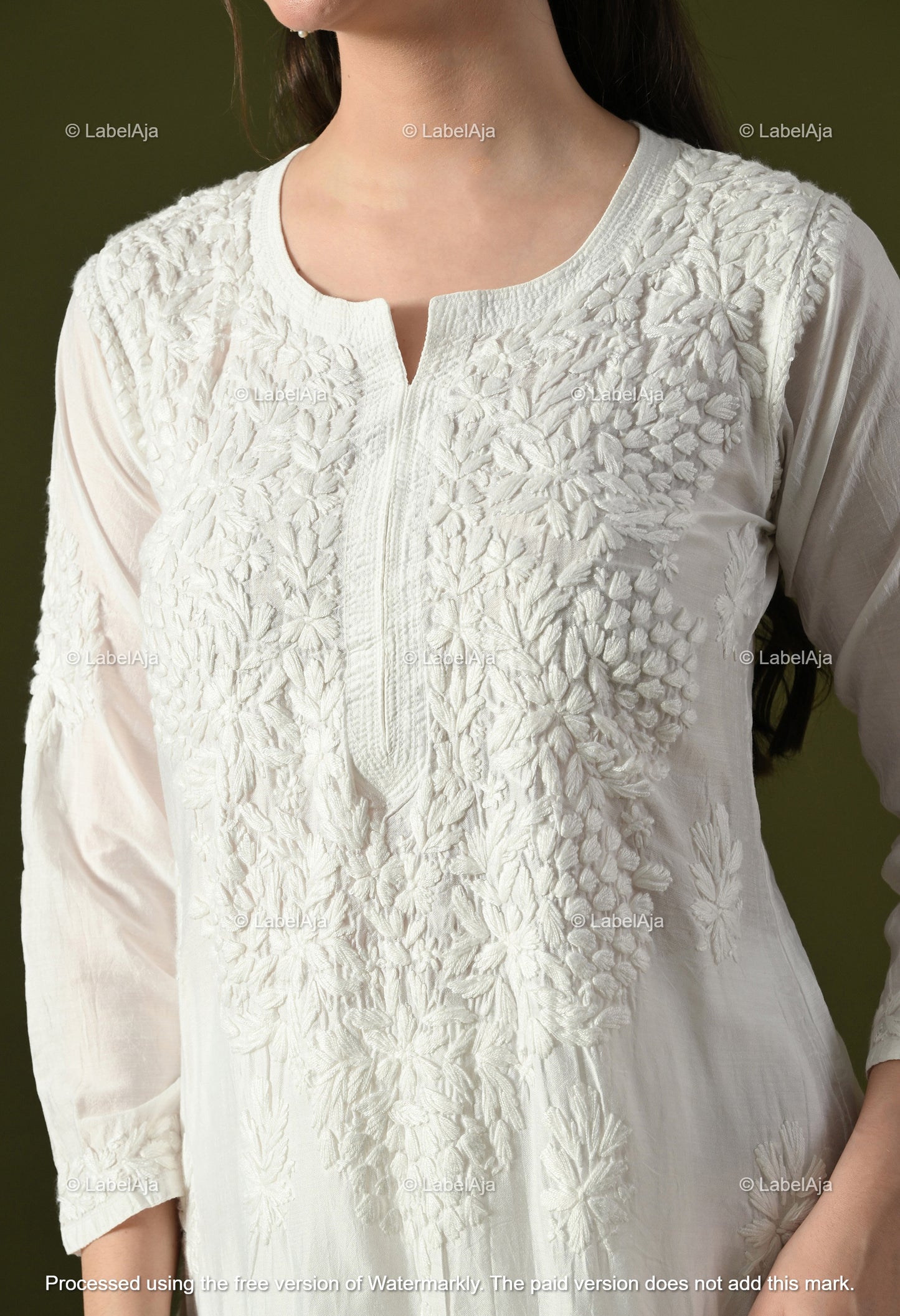 Anika Chanderi silk Chikankari kurti