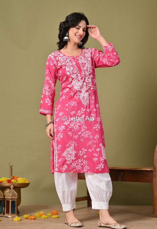 Pankhuri mulmul long chikankari kurti