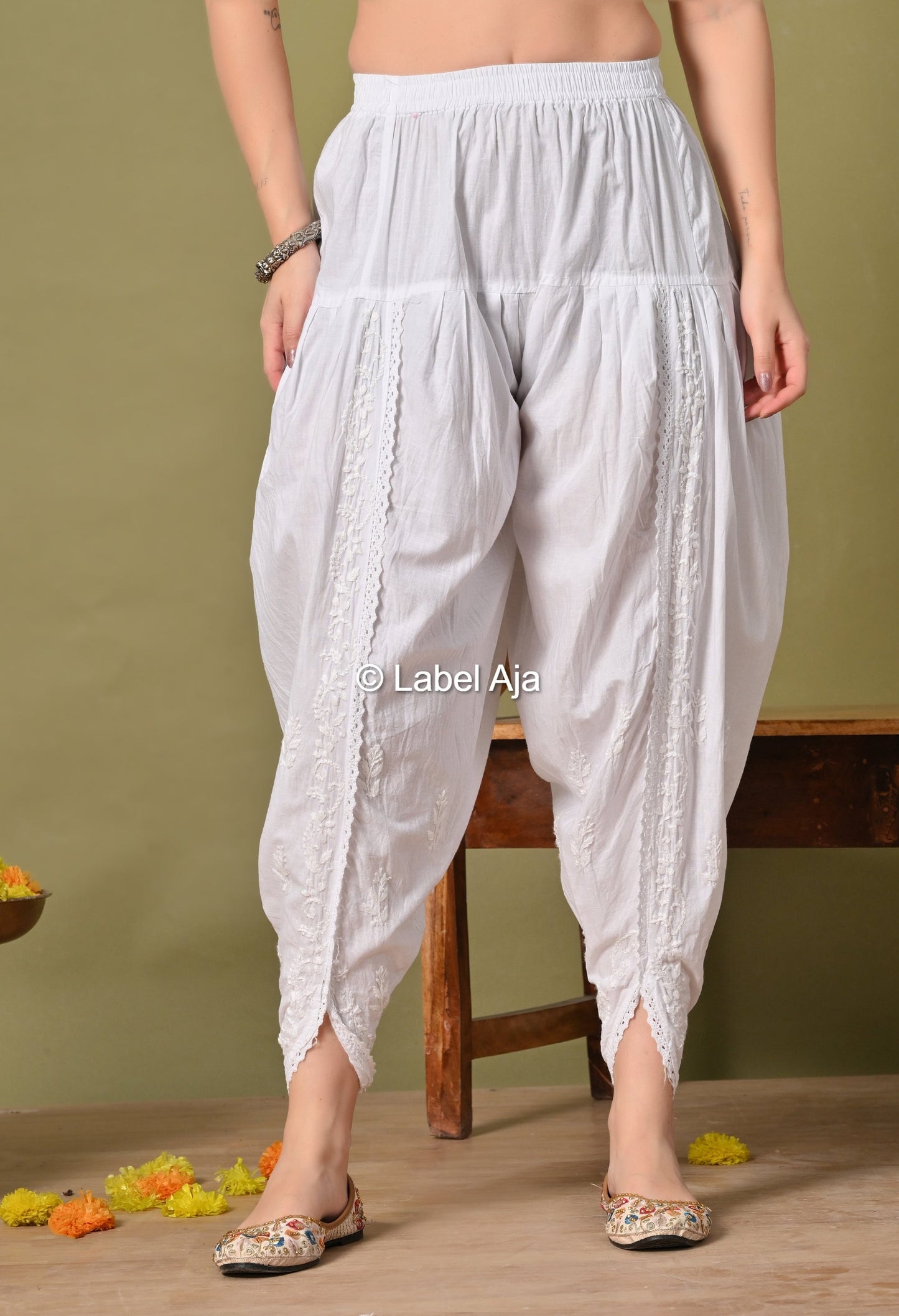 Premium mul cotton Chikankari Dhoti pant