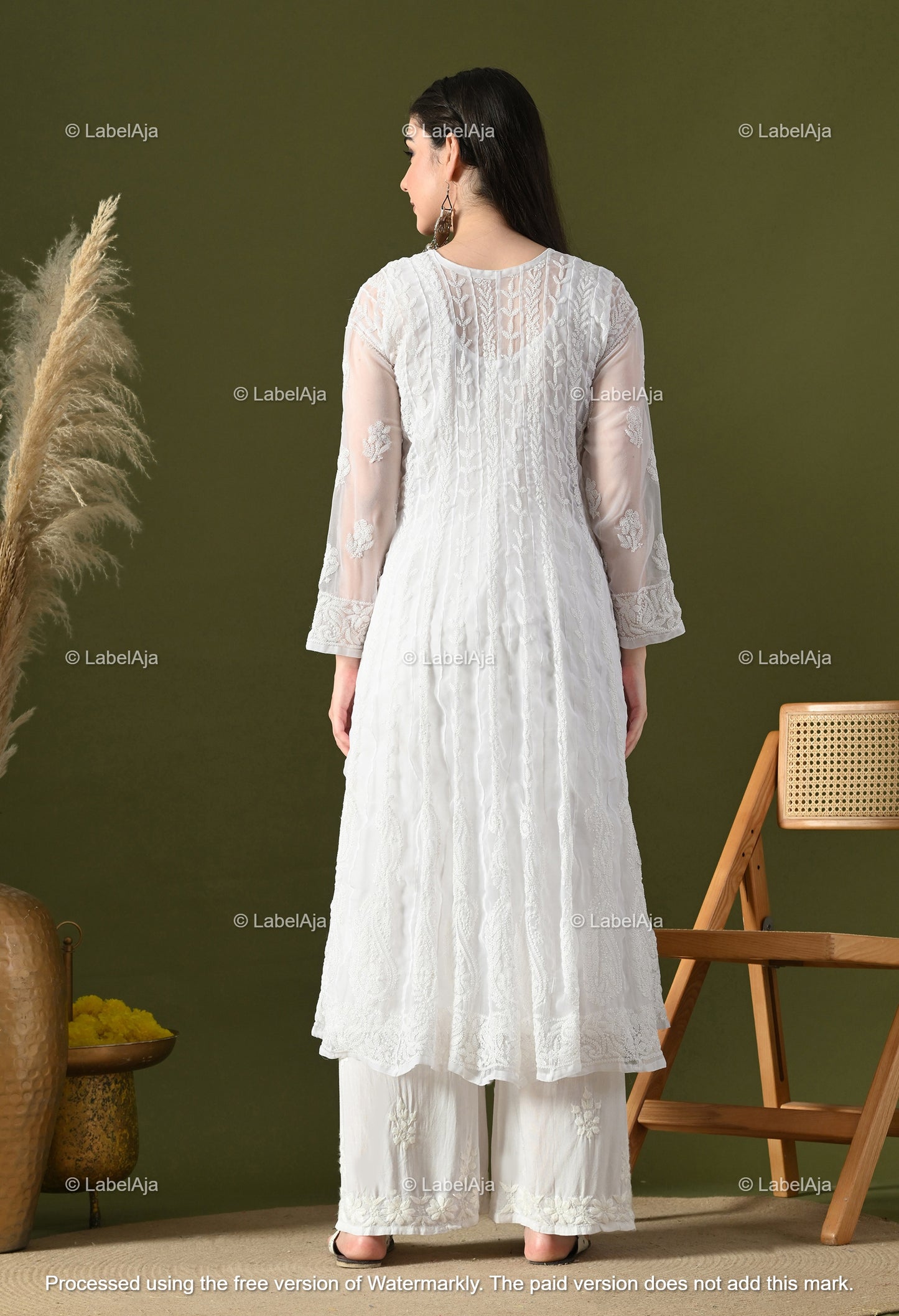 Chandni Georgette Anarkali with matching A-Line slip