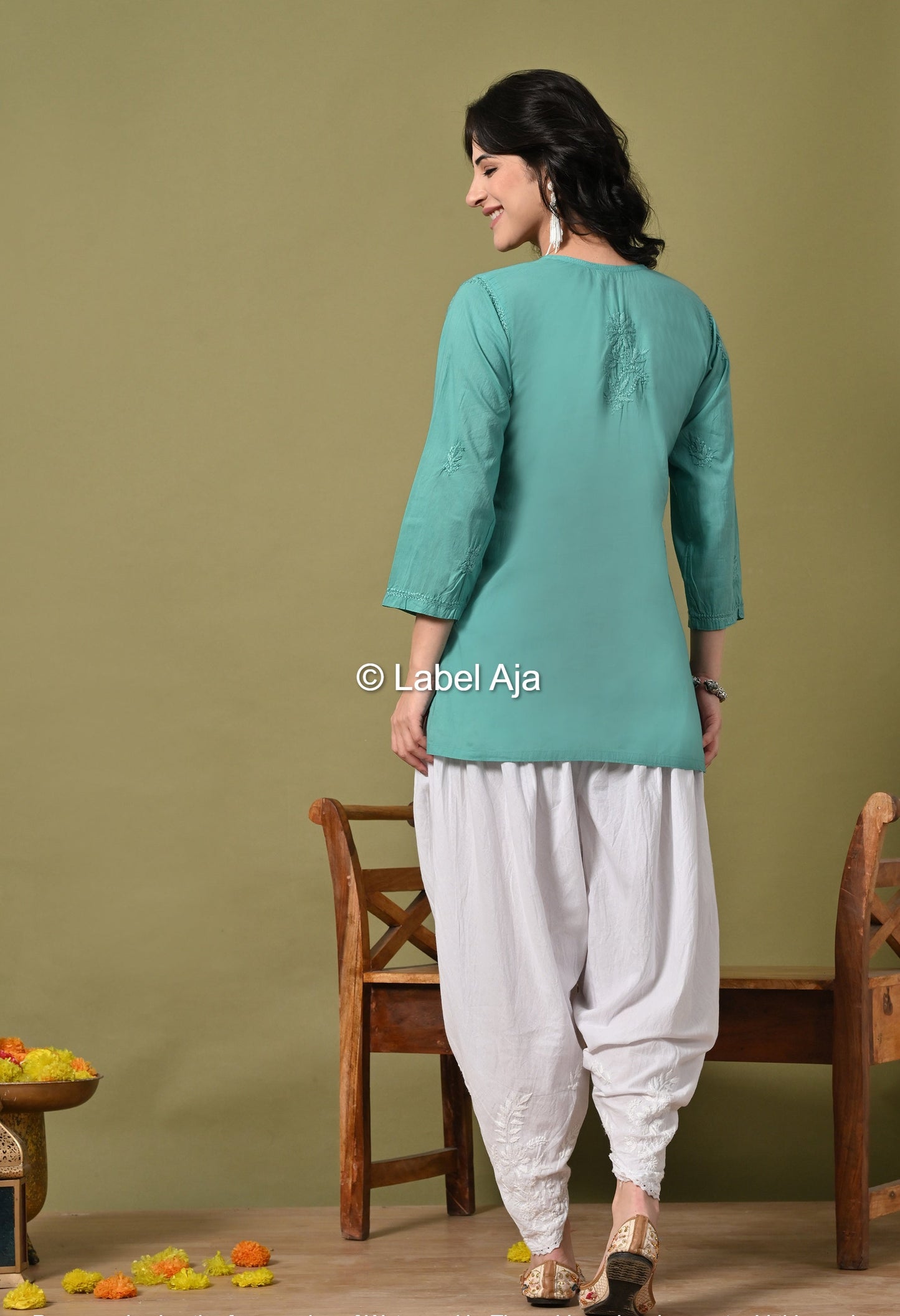 Inaya mul cotton chikankari short top