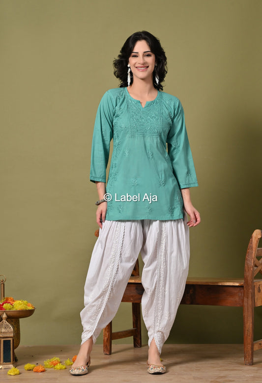 Inaya mul cotton chikankari short top