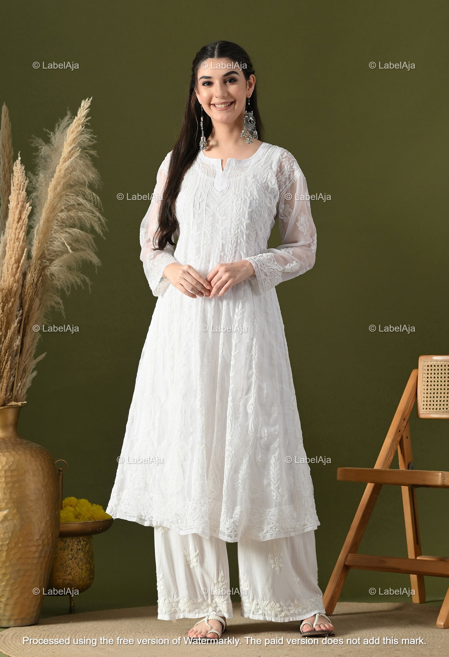 Chandni Georgette Anarkali with matching A-Line slip