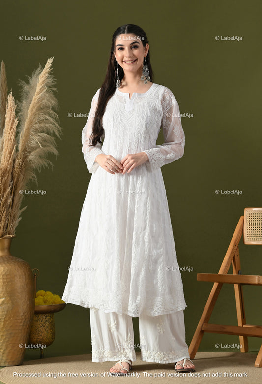 Chandni Georgette Anarkali with matching A-Line slip