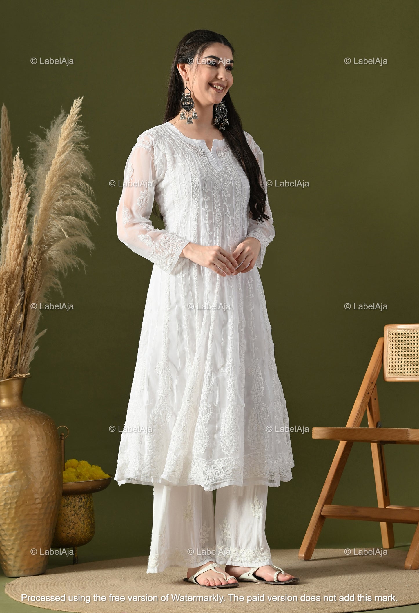 Chandni Georgette Anarkali with matching A-Line slip