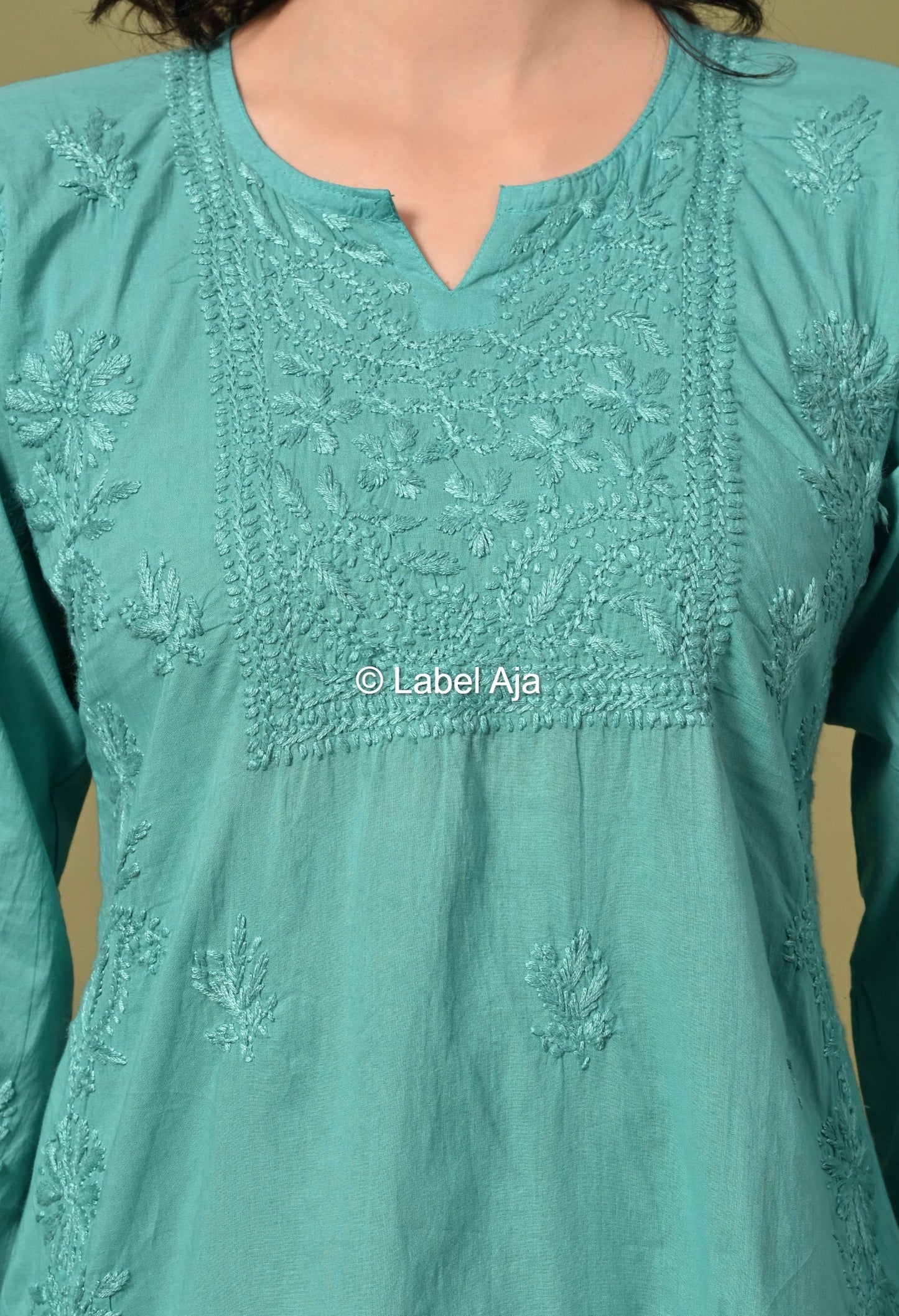 Inaya mul cotton chikankari short top