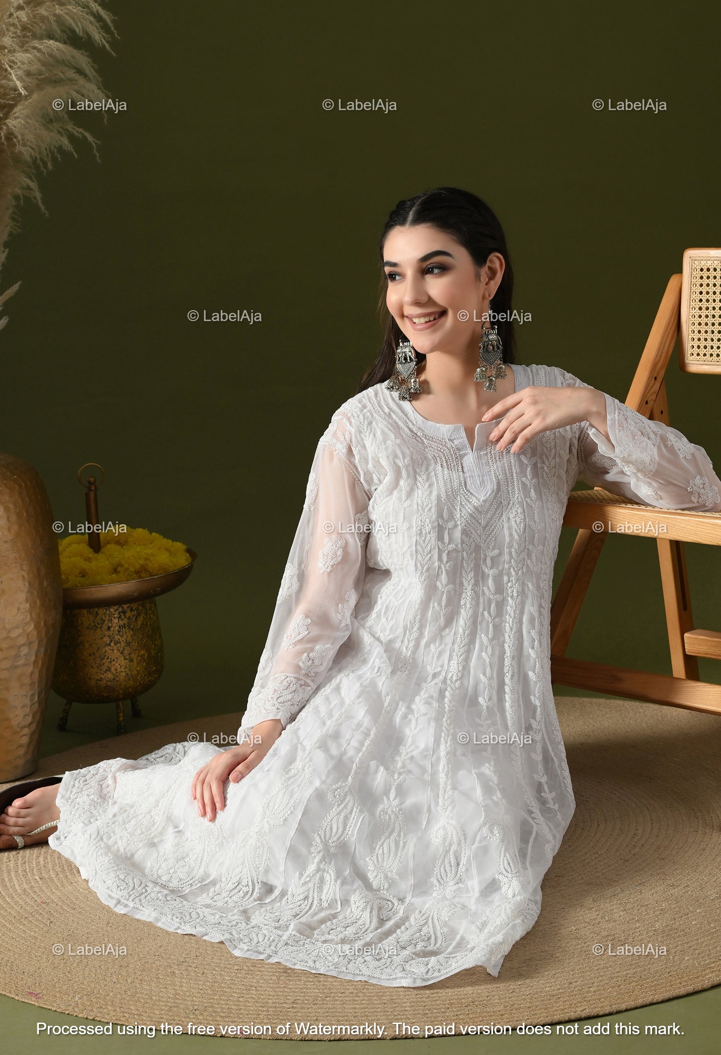 Chandni Georgette Anarkali with matching A-Line slip