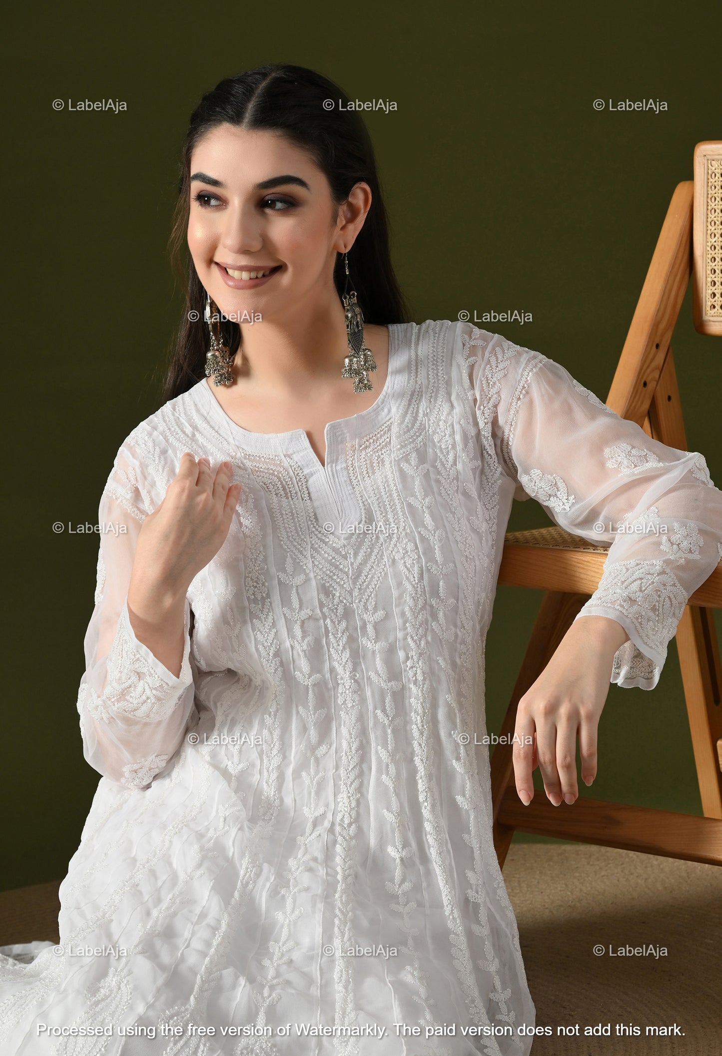 Chandni Georgette Anarkali with matching A-Line slip