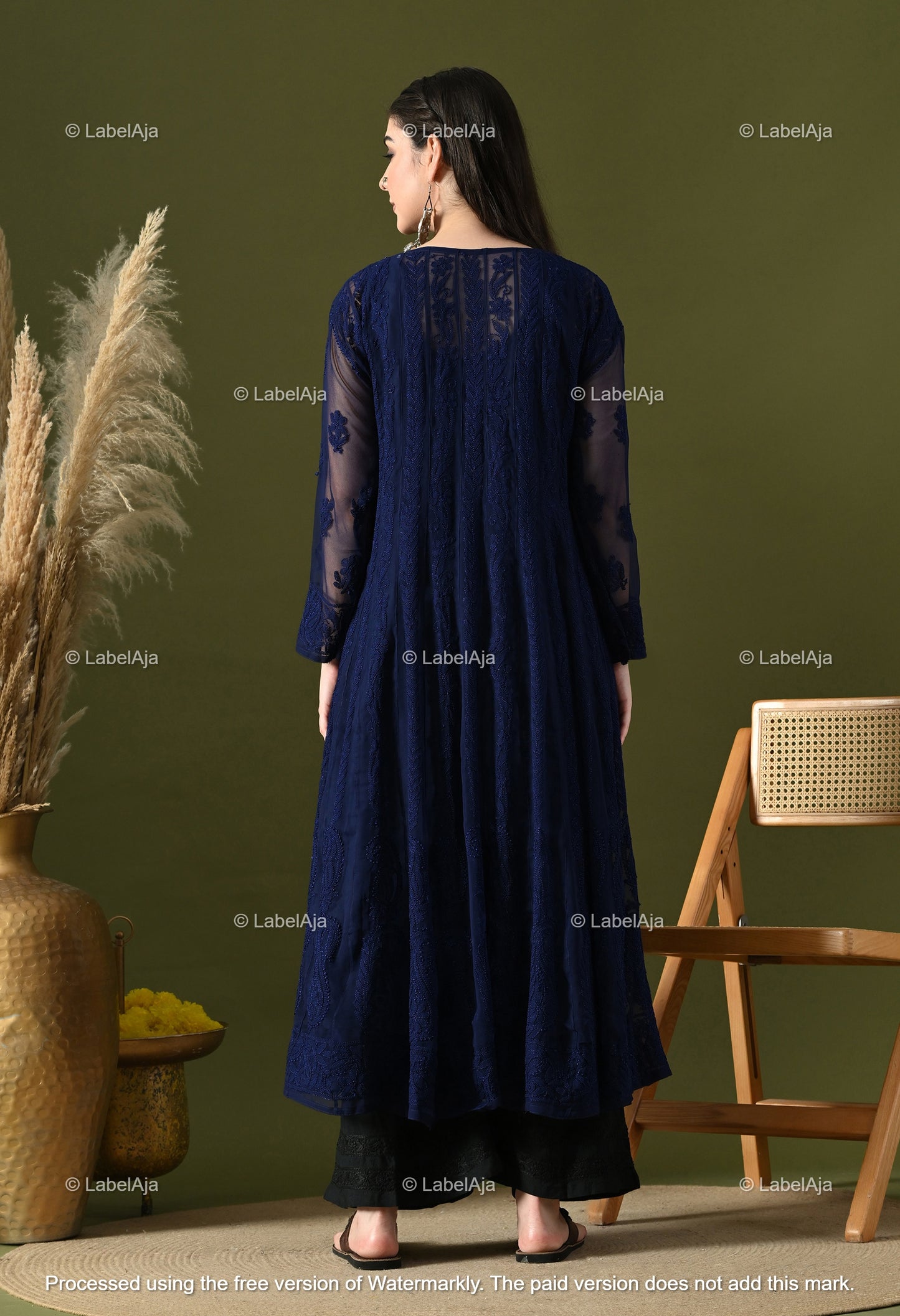 Chandni Georgette Anarkali with matching A-Line slip