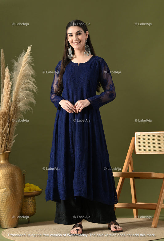 Chandni Georgette Anarkali with matching A-Line slip