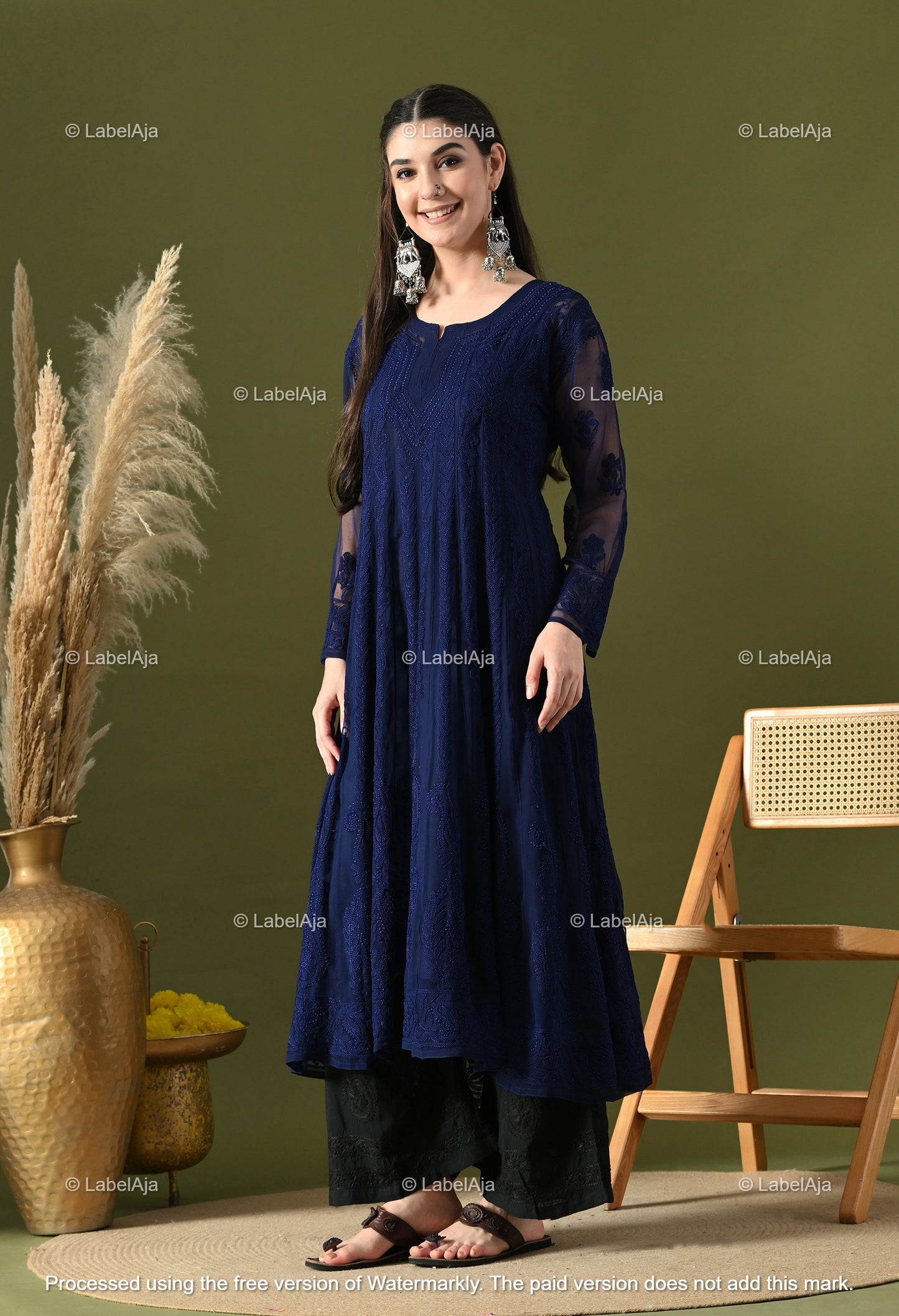 Chandni Georgette Anarkali with matching A-Line slip