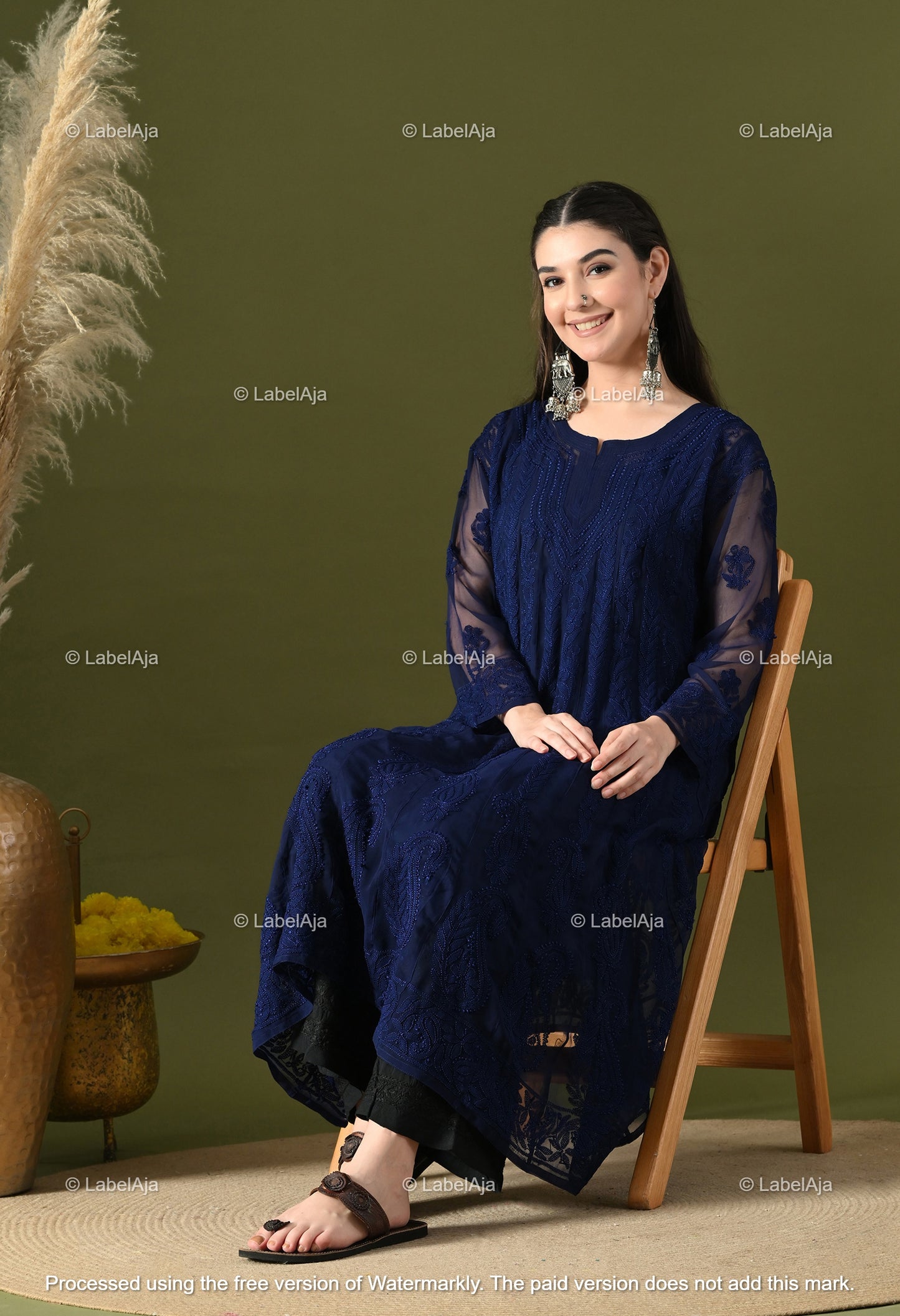 Chandni Georgette Anarkali with matching A-Line slip