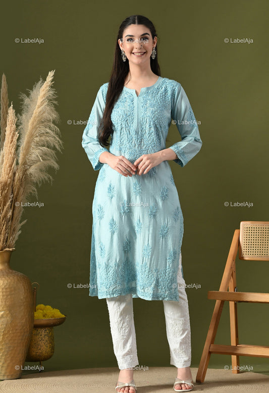Anika Chanderi silk Chikankari kurti