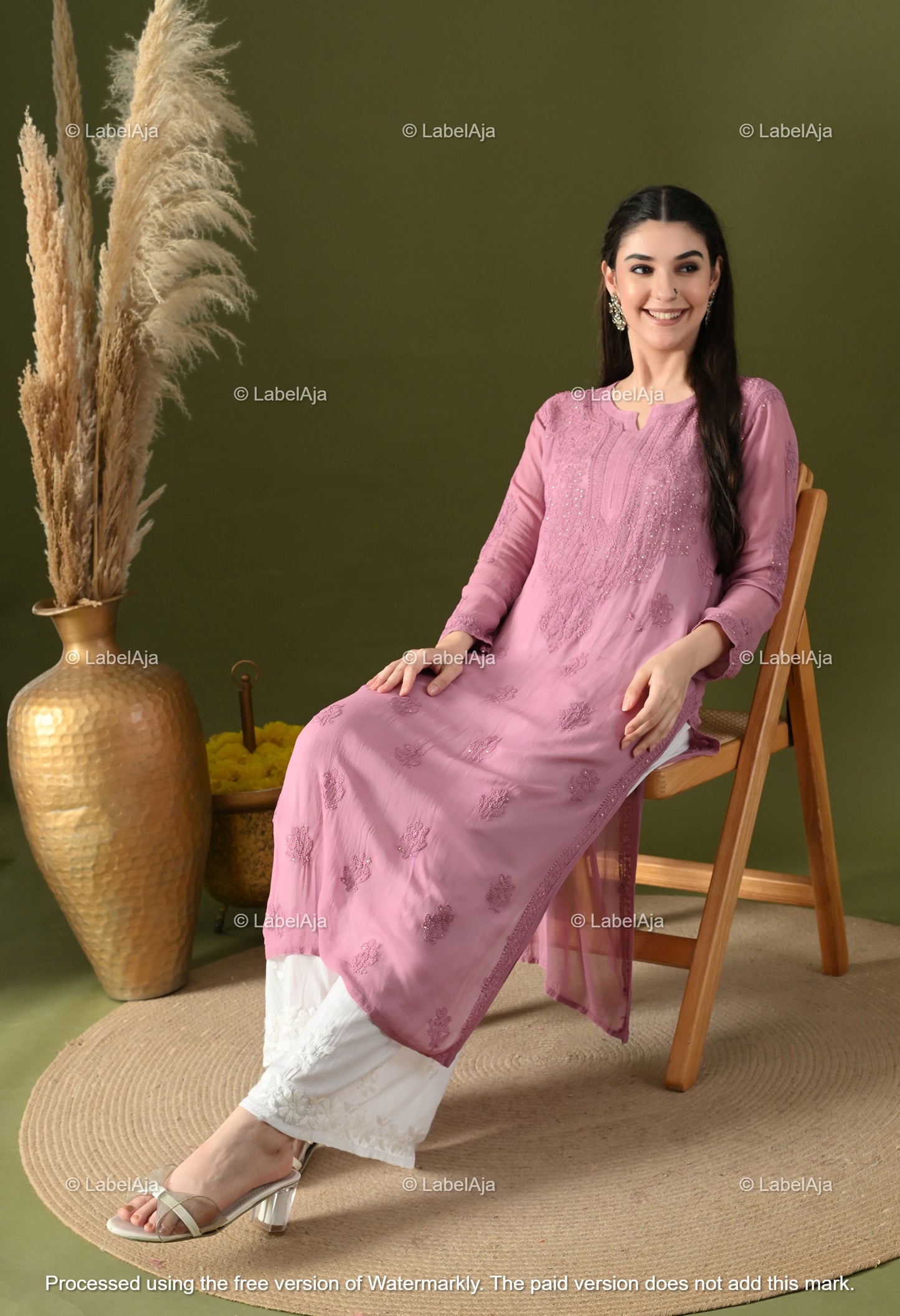 Hoor Viscose kurti with Mukaish work