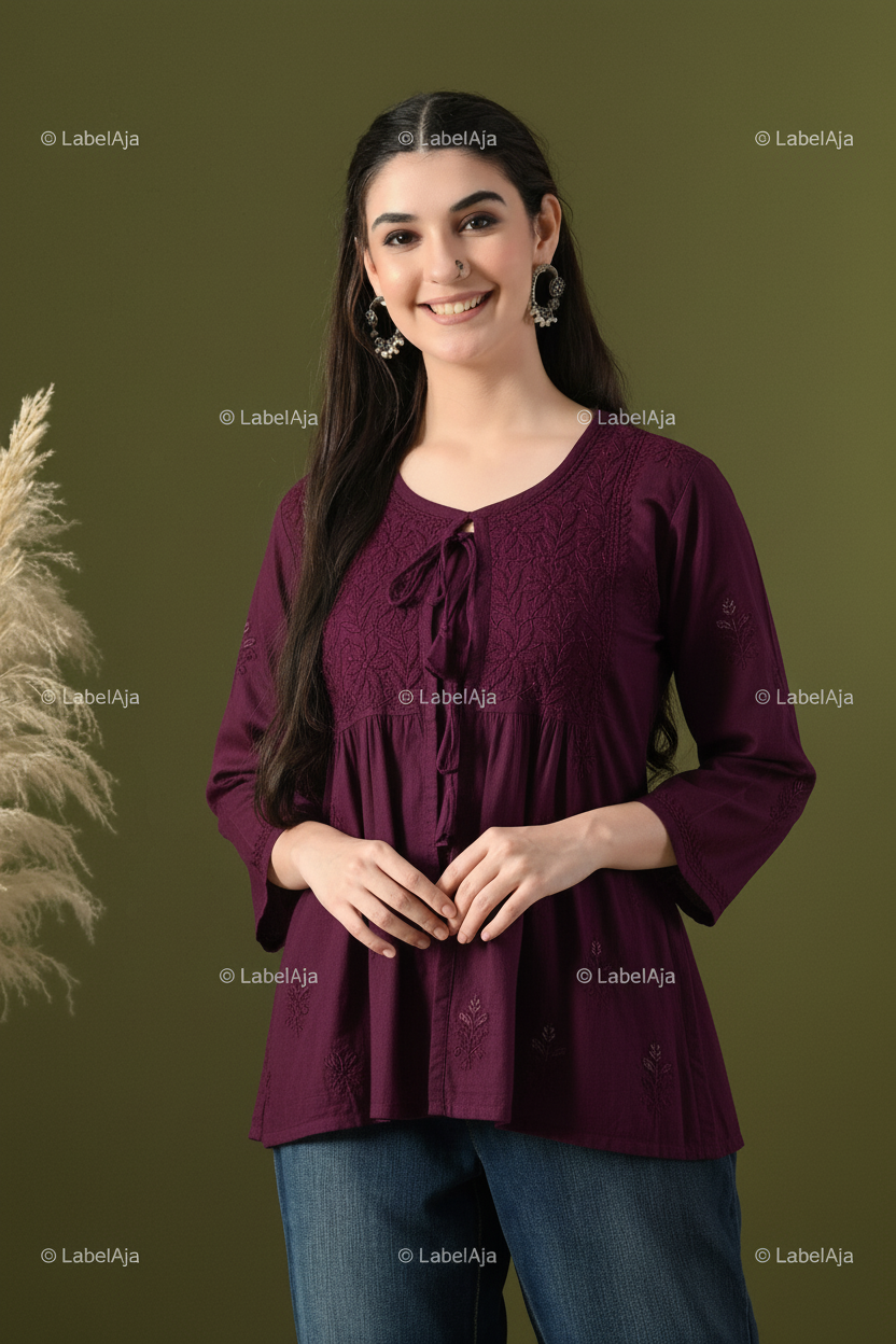 Zia Mul cotton chikankari Shrug Top