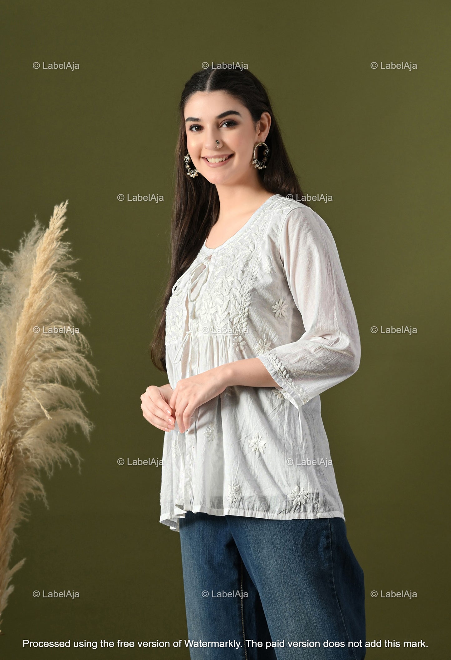 Mul cotton chikankari Top with Shrug