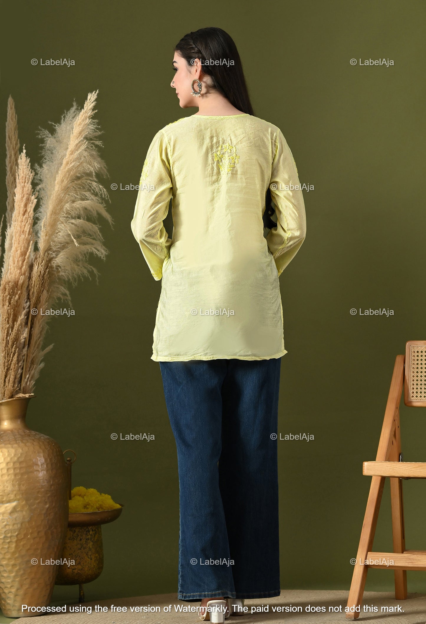 Amaya chanderi silk chikankari short top