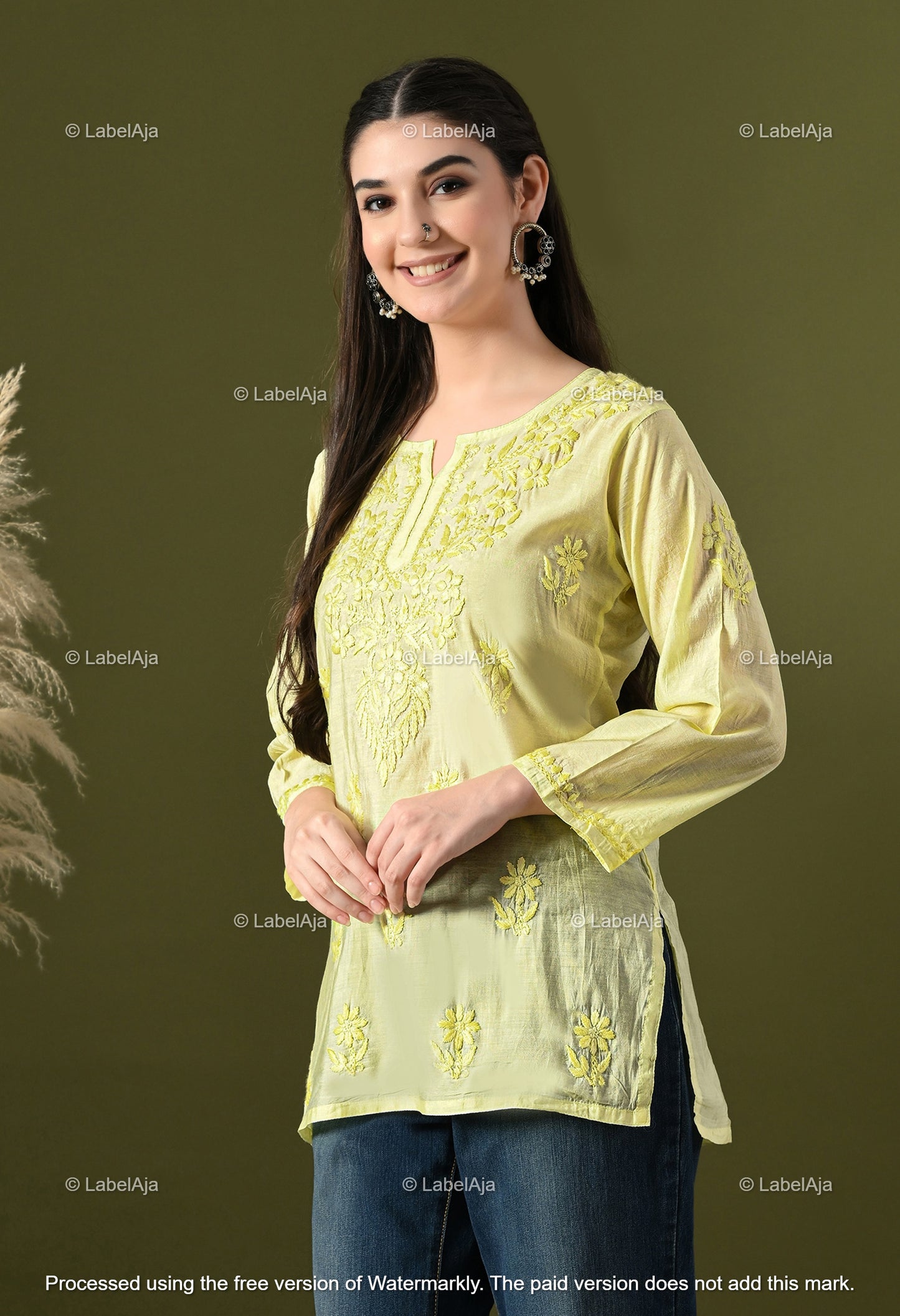 Amaya chanderi silk chikankari short top