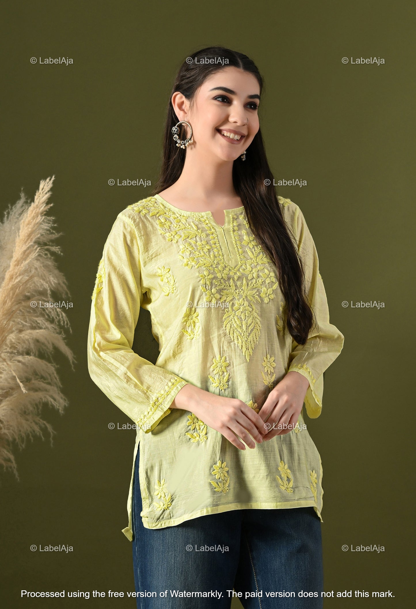 Amaya chanderi silk chikankari short top